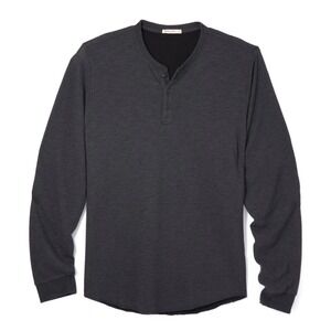 NWT Marine Layer Henley Long Sleeve Double Knit Shirt Faded Black - Mens XL